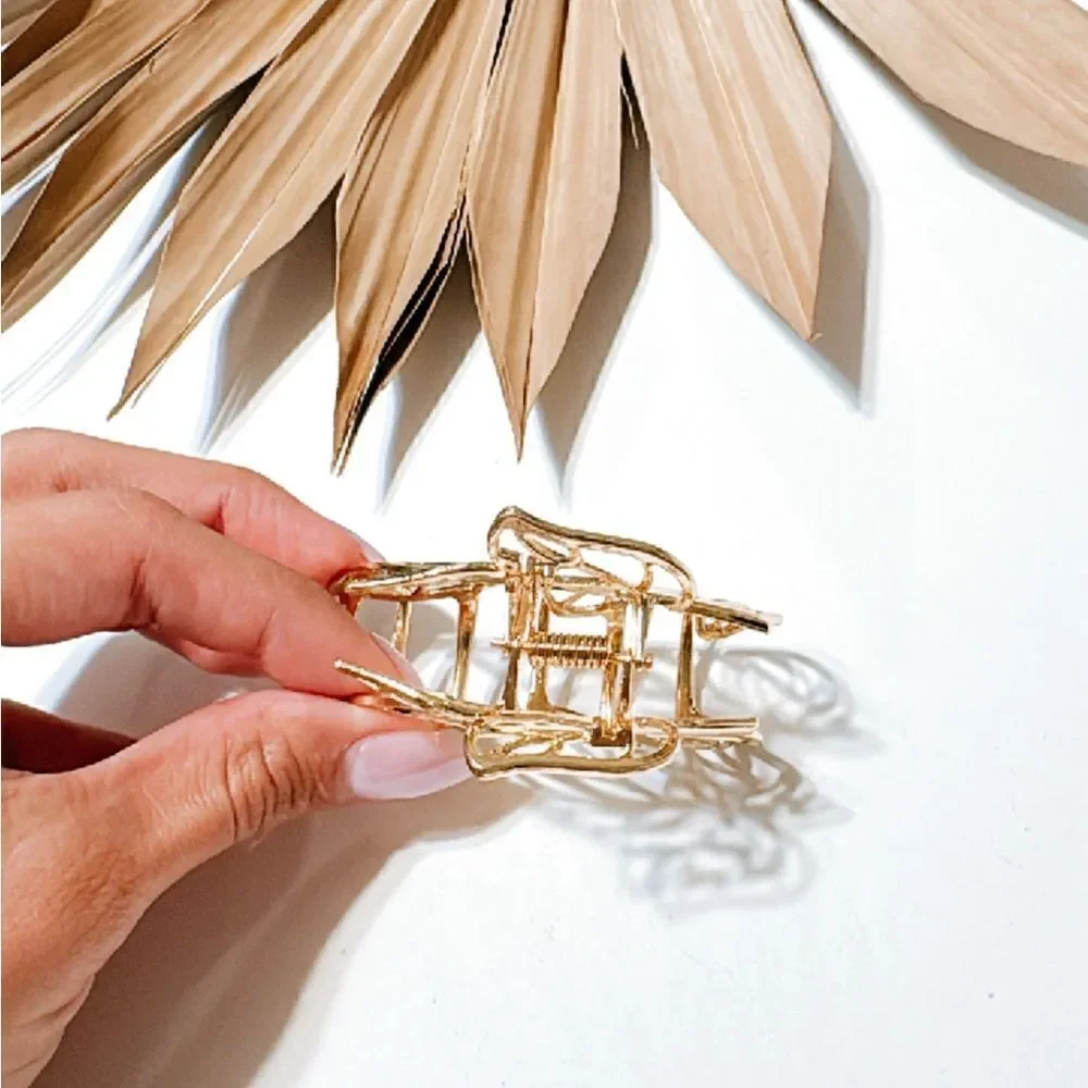 Gold leaf hair clips S754